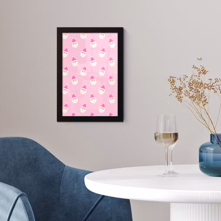 Poster met lijst - Kerstman - Kerst - Roze - Pastel — 2