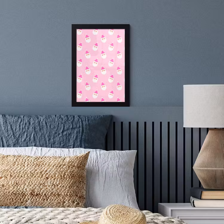 Poster met lijst - Kerstman - Kerst - Roze - Pastel — 4