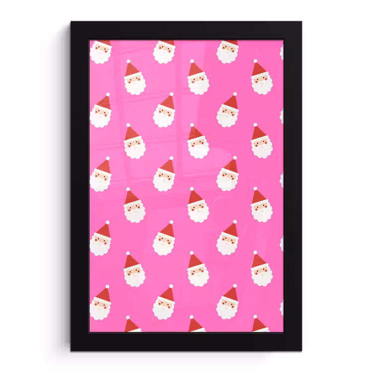 Poster met lijst - Kerstman - Kerst - Roze - Rood — 1