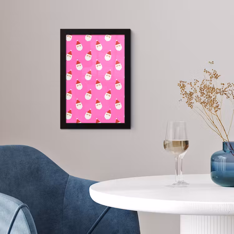 Poster met lijst - Kerstman - Kerst - Roze - Rood — 2