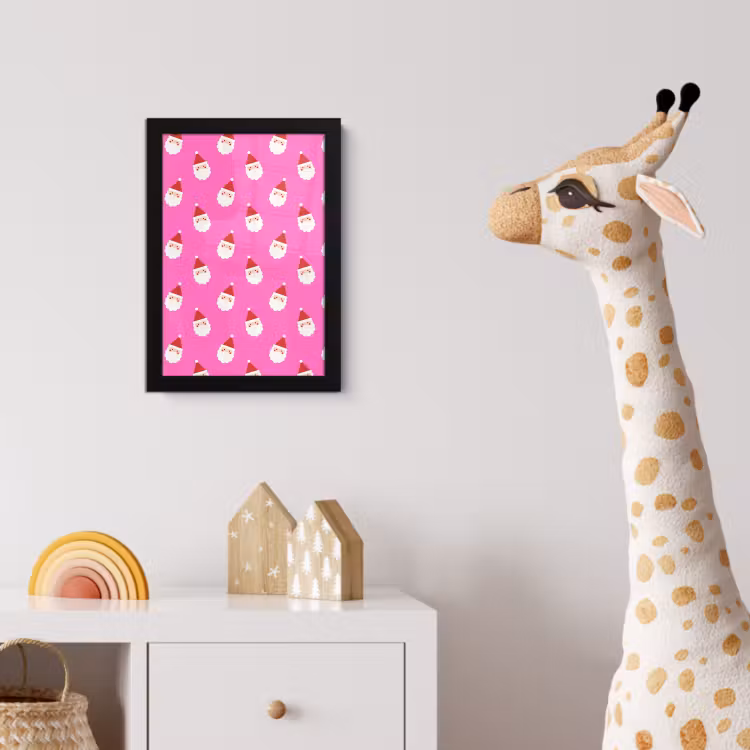 Poster met lijst - Kerstman - Kerst - Roze - Rood — 5