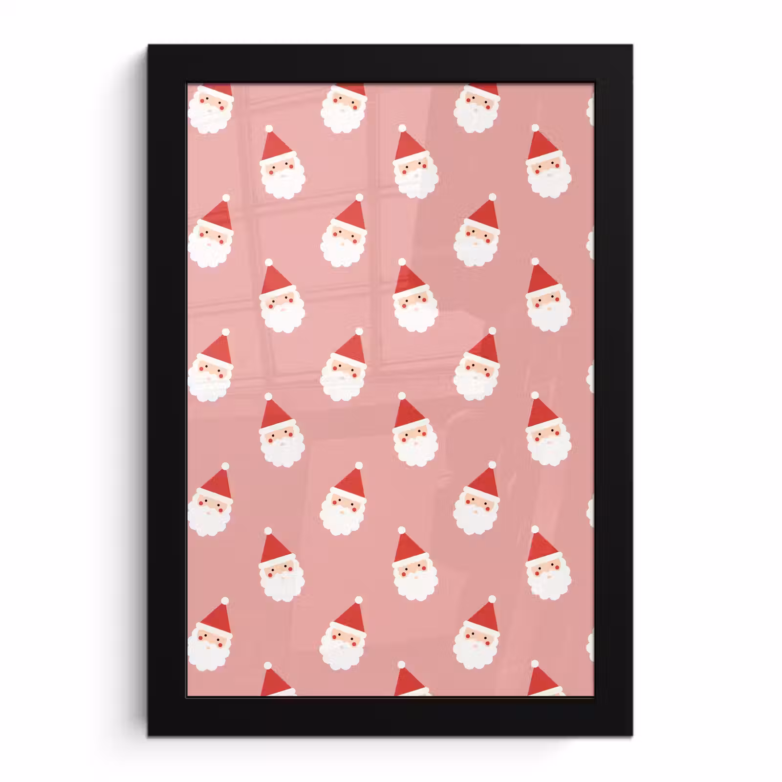 Poster met lijst - Kerst - Kerstman - Roze — 1