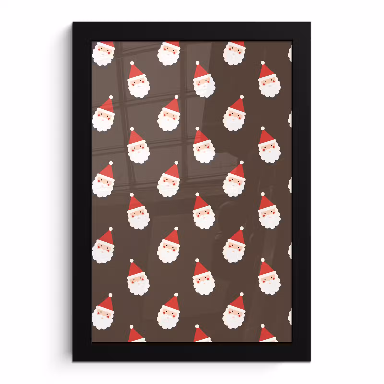 Poster met lijst - Kerstman - Kerst - Bruin — 1