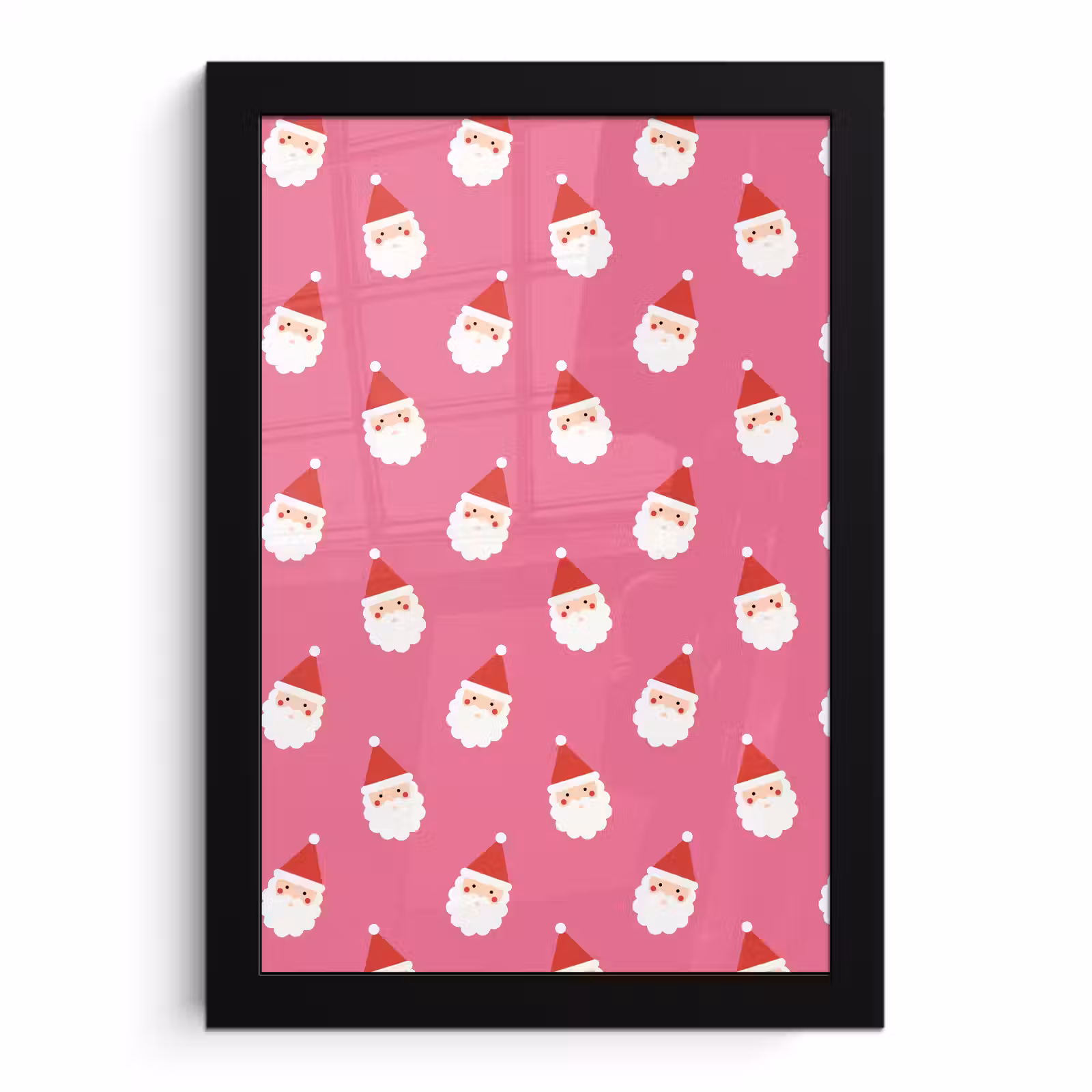Poster met lijst - Kerstman - Kerst - Rood - Roze — 1