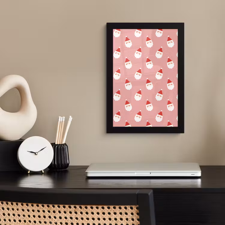 Poster met lijst - Kerst - Kerstman - Roze — 3