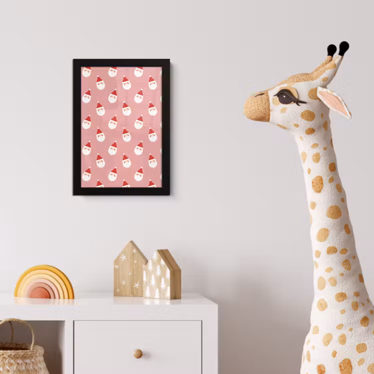 Poster met lijst - Kerst - Kerstman - Roze — 5