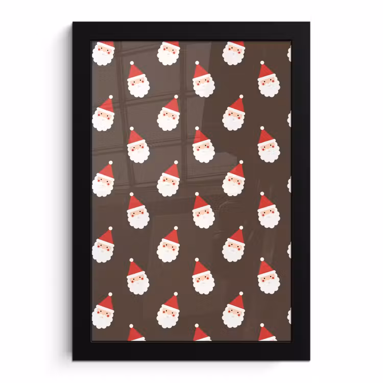 Poster met lijst - Kerstman - Kerst - Bruin — 1