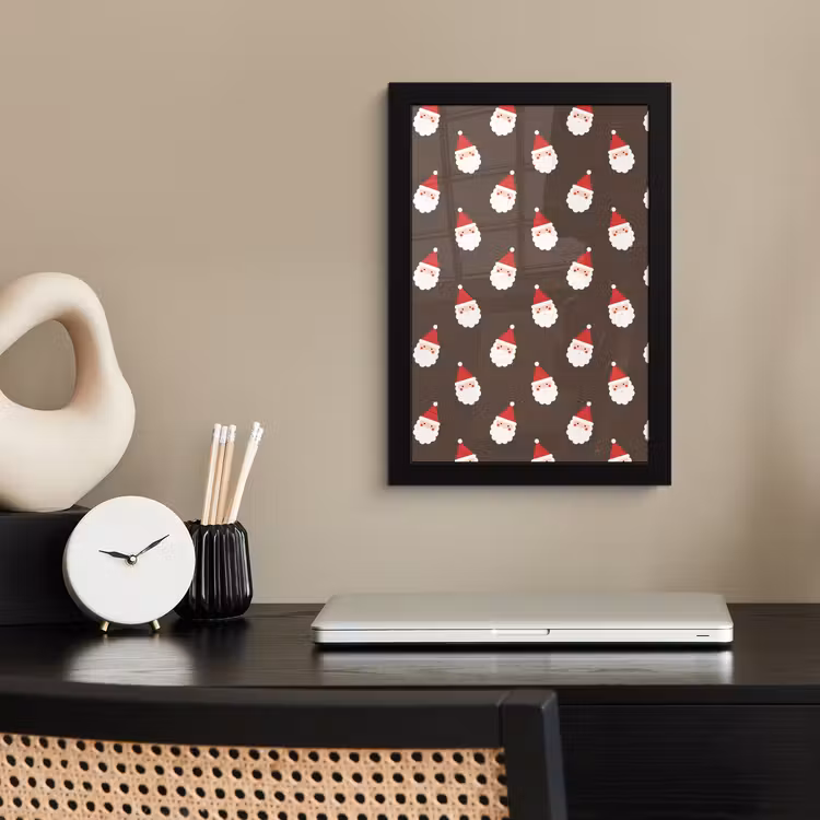 Poster met lijst - Kerstman - Kerst - Bruin — 3