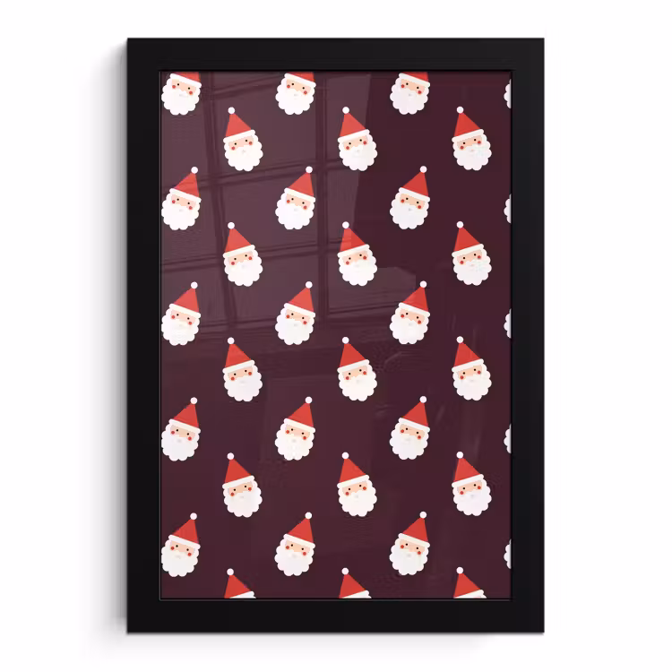 Poster met lijst - Kerstman - Kerst - Donker - Rood — 1