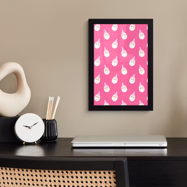 Poster met lijst - Kerstman - Kerst - Neon - Roze — 3