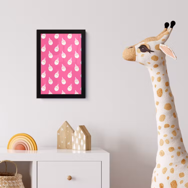 Poster met lijst - Kerstman - Kerst - Neon - Roze — 5