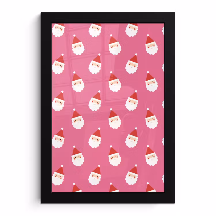 Poster met lijst - Kerstman - Kerst - Rood - Roze — 1