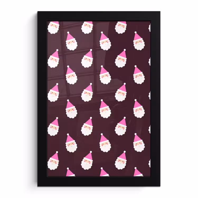 Poster met lijst - Kerstman - Kerst - Roze - Burgundy — 1