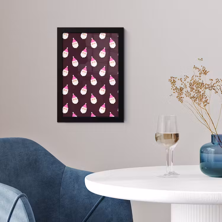 Poster met lijst - Kerstman - Kerst - Roze - Burgundy — 2