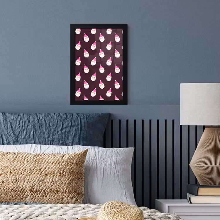 Poster met lijst - Kerstman - Kerst - Roze - Burgundy — 4