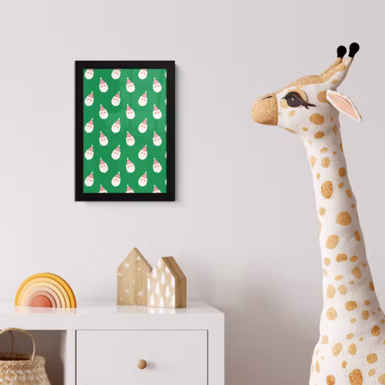 Poster met lijst - Kerstman - Kerst - Roze - Groen — 5