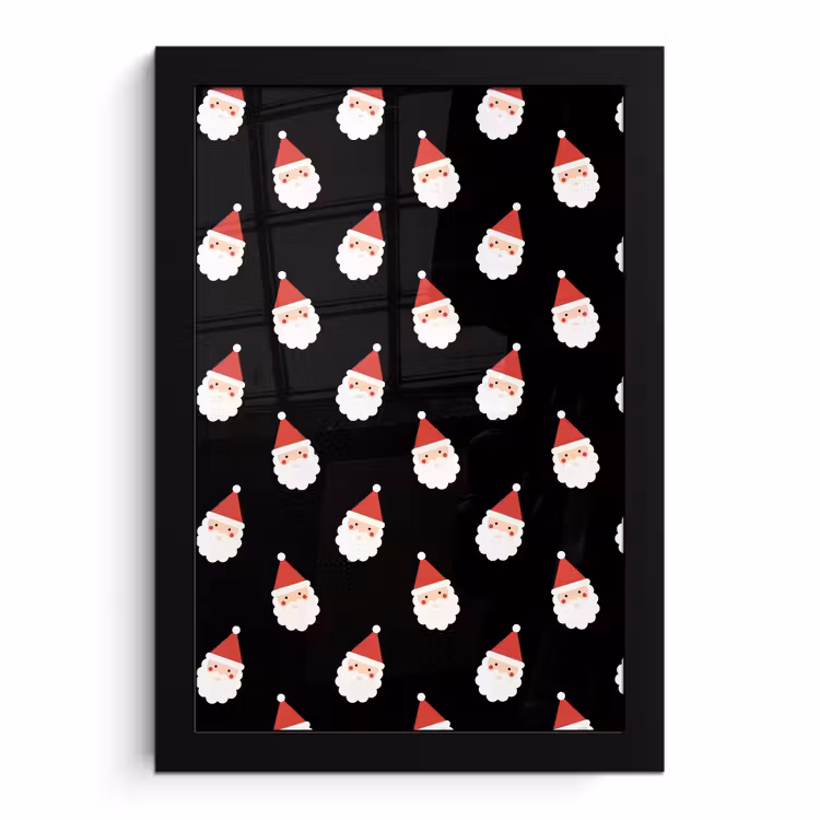 Poster met lijst - Kerstman - Kerst - Zwart — 1