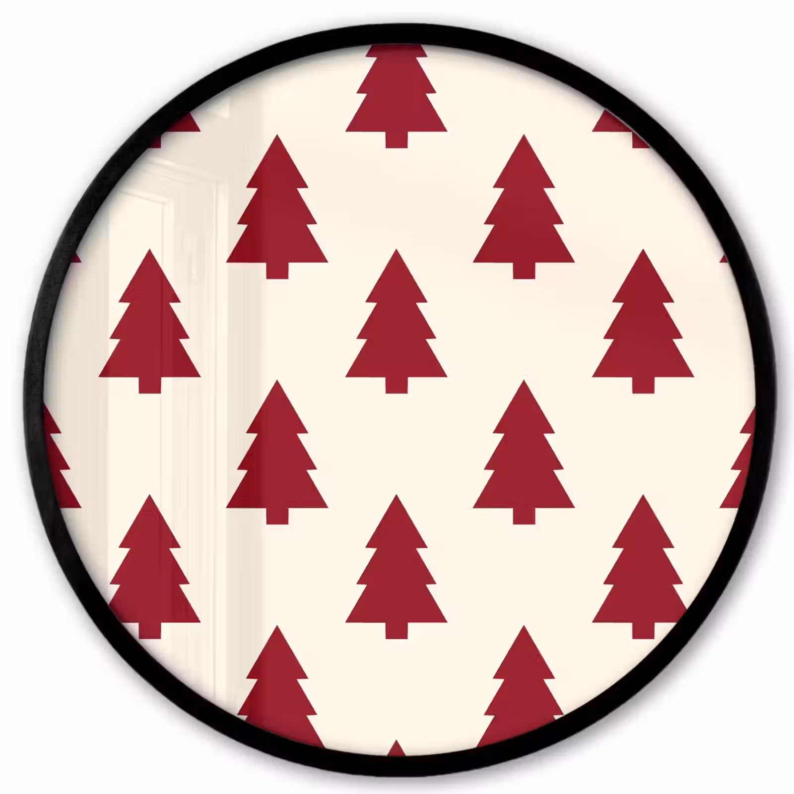 Ronde fotolijst - Kerstboom - Crème - Rood — 1