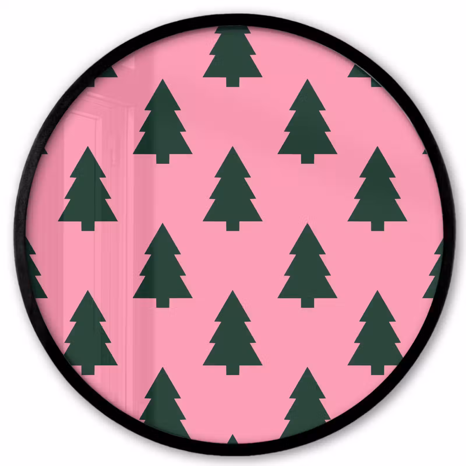Ronde fotolijst - Kerstboom - Roze - Groen — 1