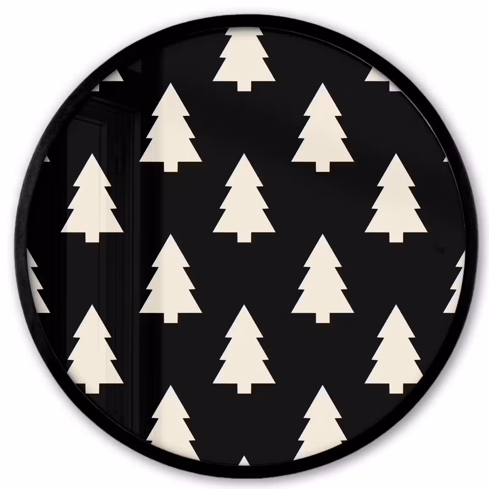 Ronde fotolijst - Kerstboom - Zwart - Wit — 1