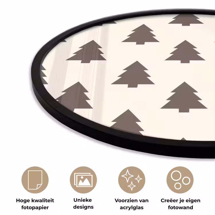 Ronde fotolijst - Kerstboom - Crème - Grijs — 2
