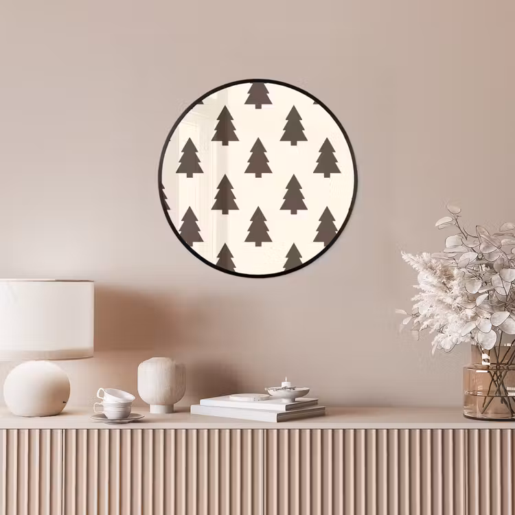 Ronde fotolijst - Kerstboom - Crème - Grijs — 5