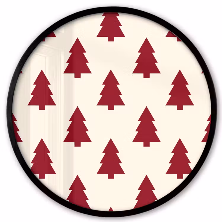 Ronde fotolijst - Kerstboom - Crème - Rood — 1