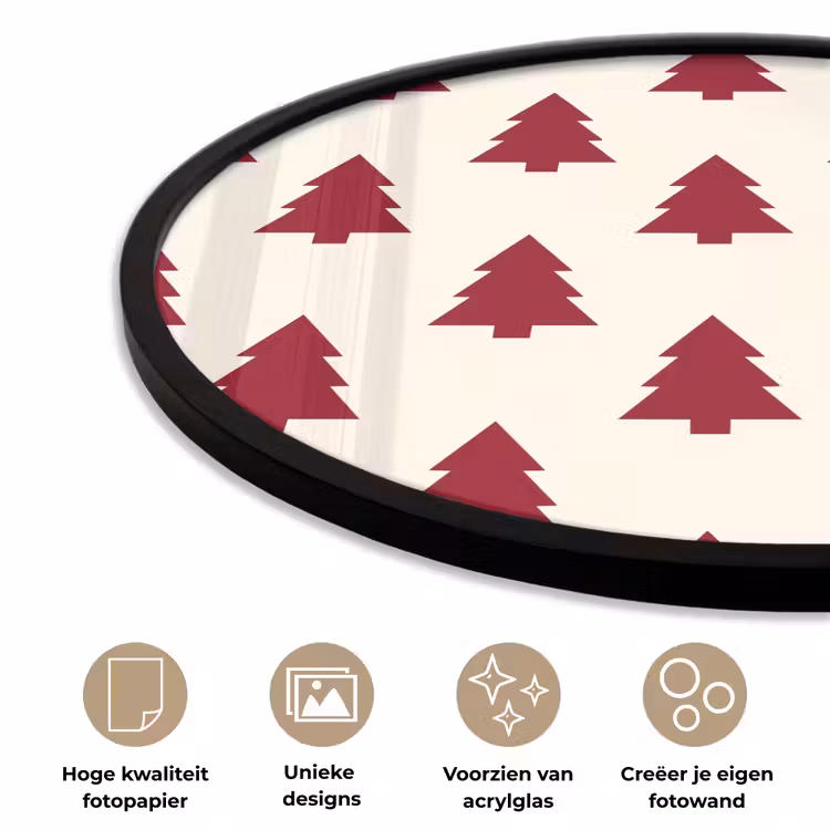Ronde fotolijst - Kerstboom - Crème - Rood — 2
