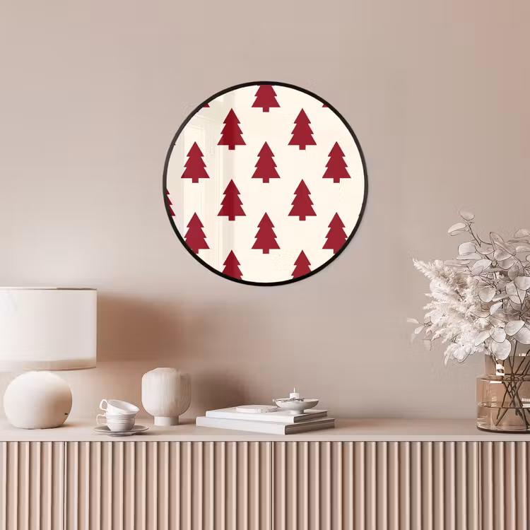 Ronde fotolijst - Kerstboom - Crème - Rood — 5