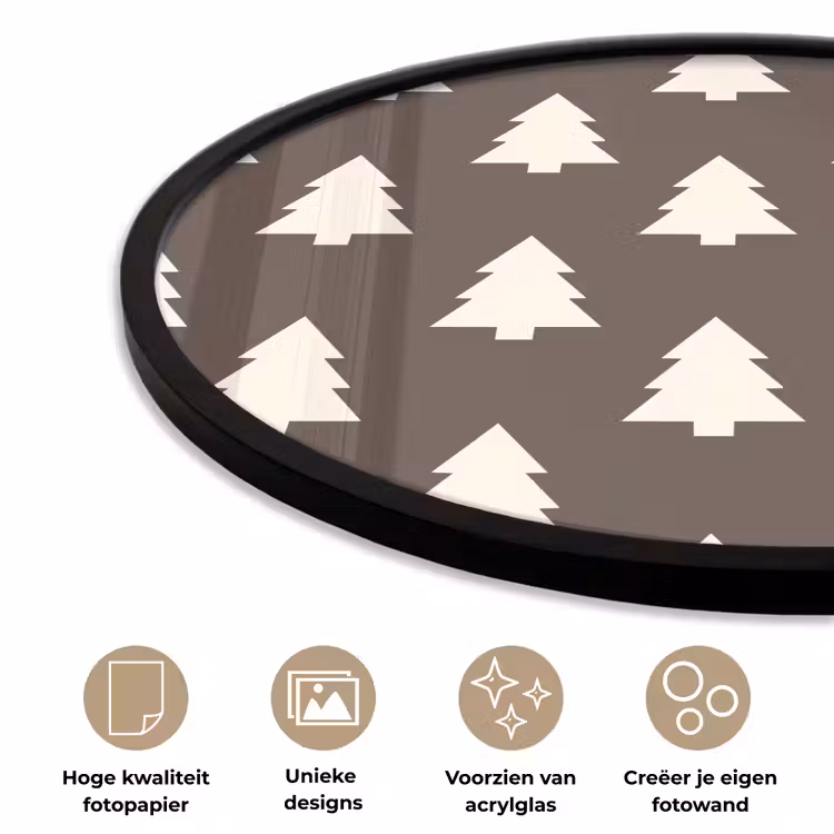 Ronde fotolijst - Kerstboom - Grijs - Crème — 2