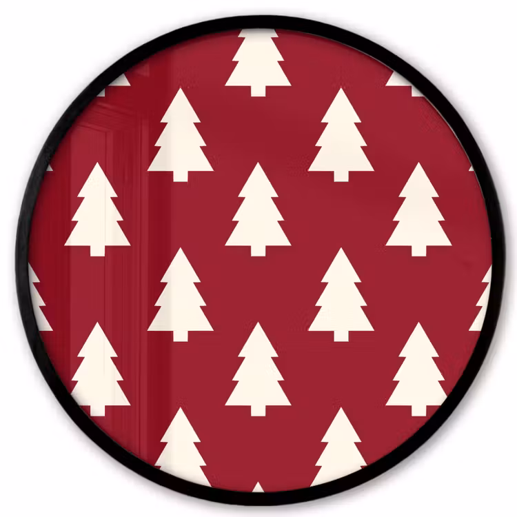 Ronde fotolijst - Kerstboom - Rood - Wit — 1