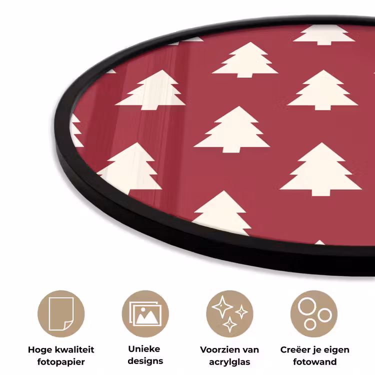 Ronde fotolijst - Kerstboom - Rood - Wit — 2