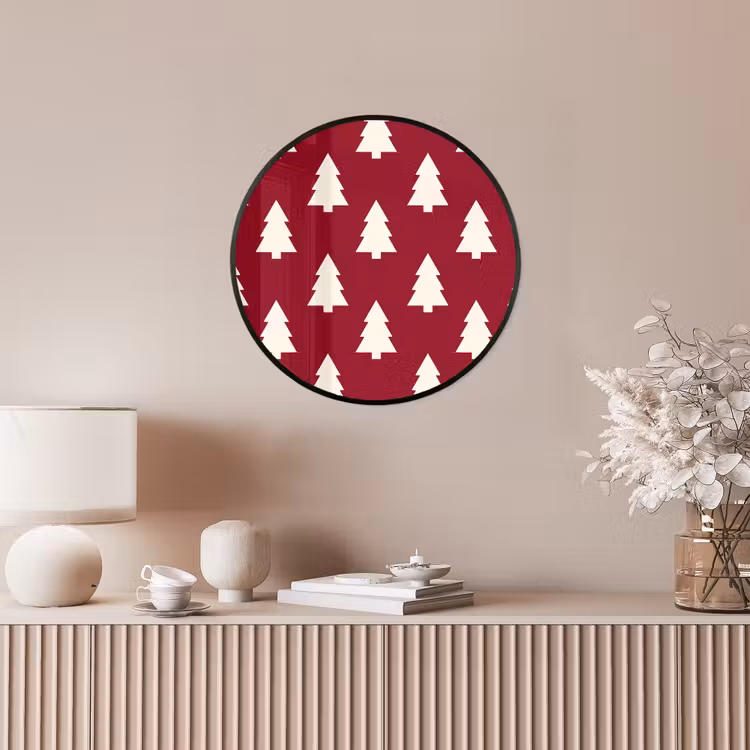 Ronde fotolijst - Kerstboom - Rood - Wit — 5