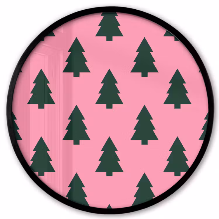 Ronde fotolijst - Kerstboom - Roze - Groen — 1