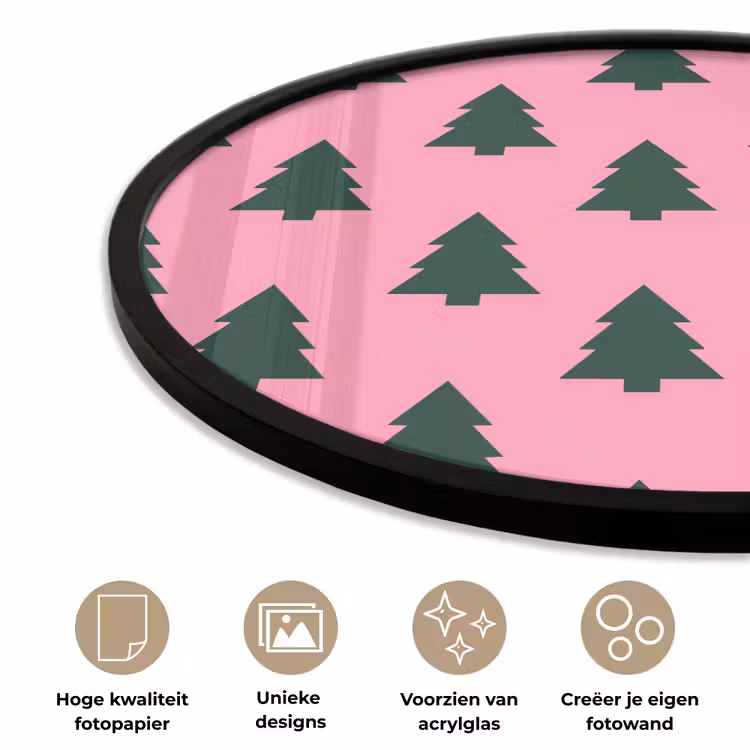 Ronde fotolijst - Kerstboom - Roze - Groen — 2
