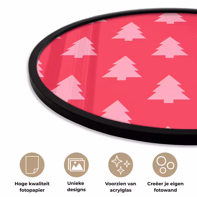 Ronde fotolijst - Kerstboom - Roze - Rood — 2