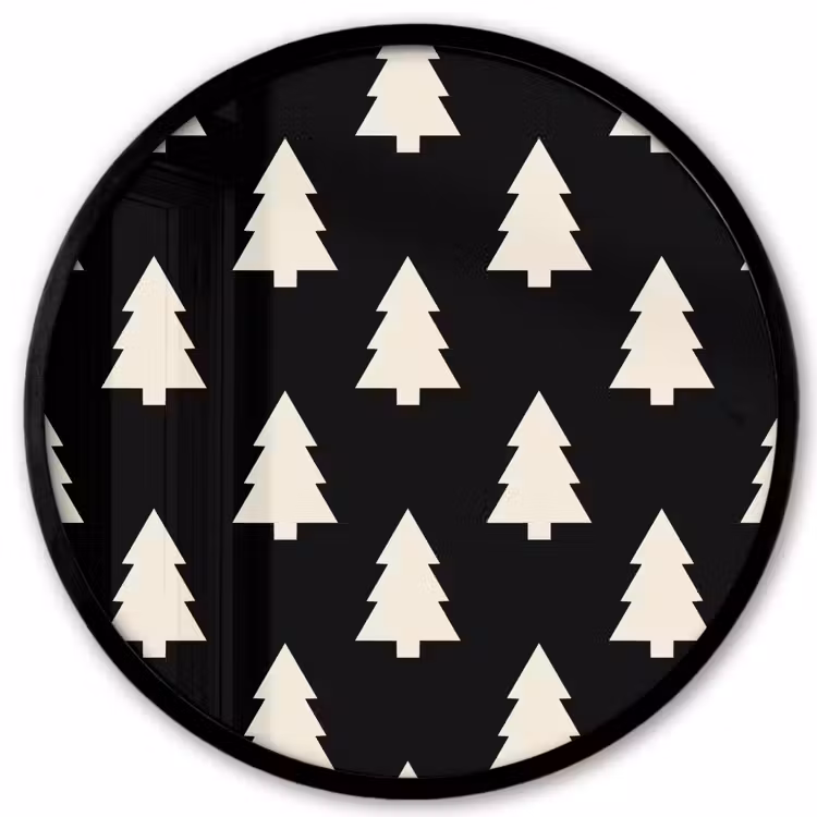 Ronde fotolijst - Kerstboom - Zwart - Wit — 1