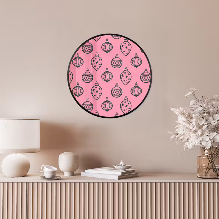 Ronde fotolijst - Kerstbal - Groen - Roze — 5