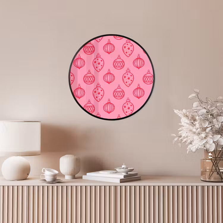 Ronde fotolijst - Kerstbal - Roze - Rood — 5