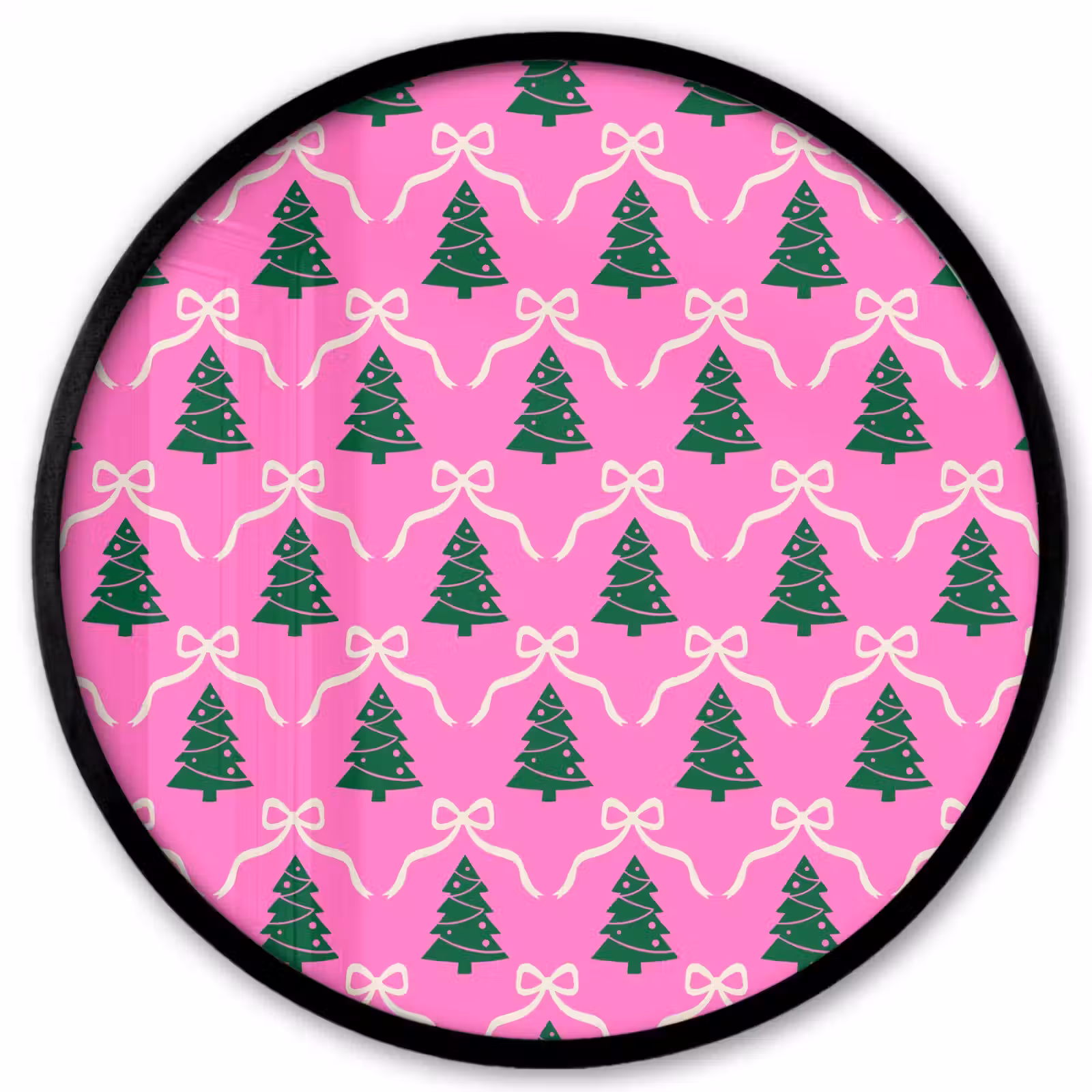 Ronde fotolijst - Kerst - Roze - Wit - Strik — 1