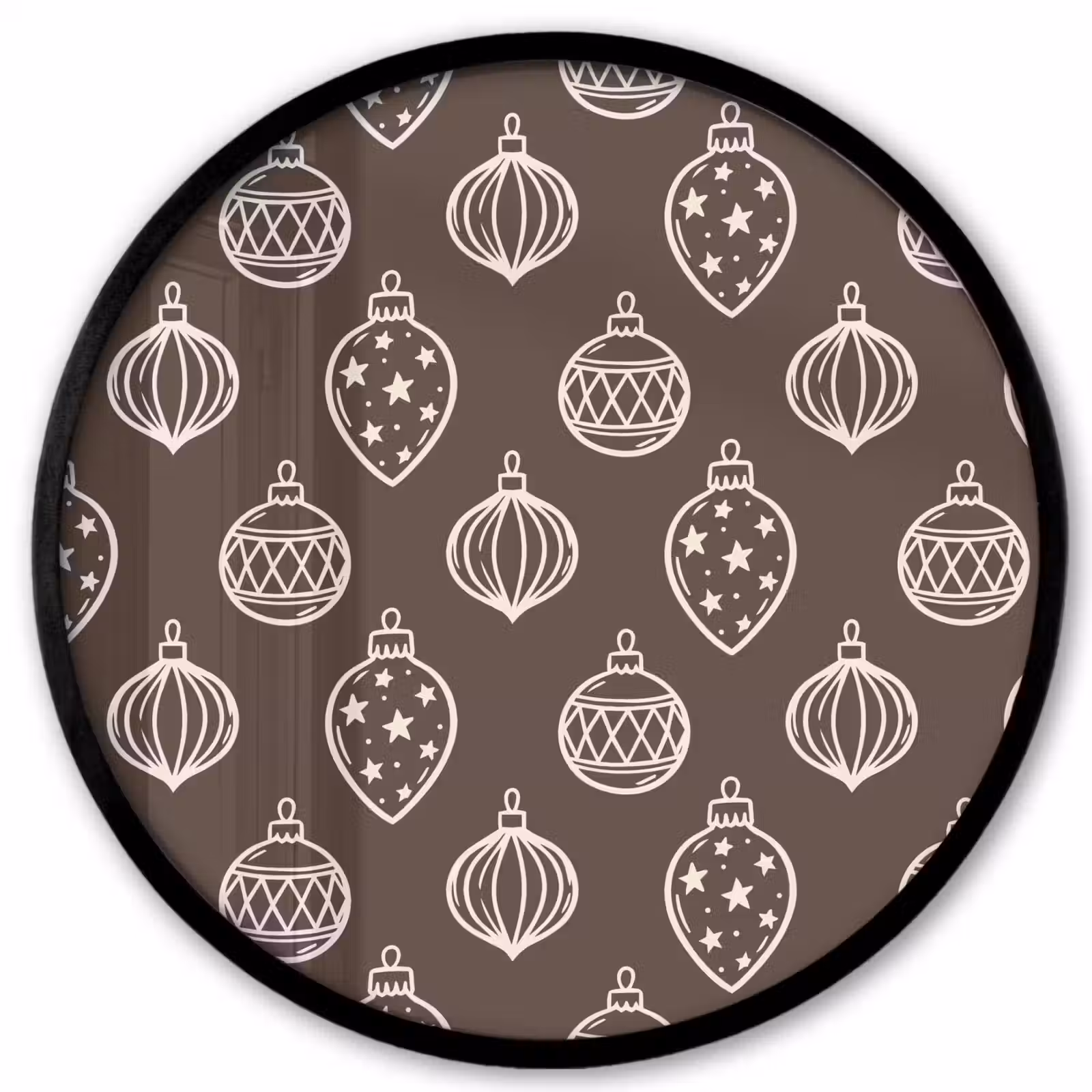Ronde fotolijst - Kerstbal - Grijs - Crème — 1