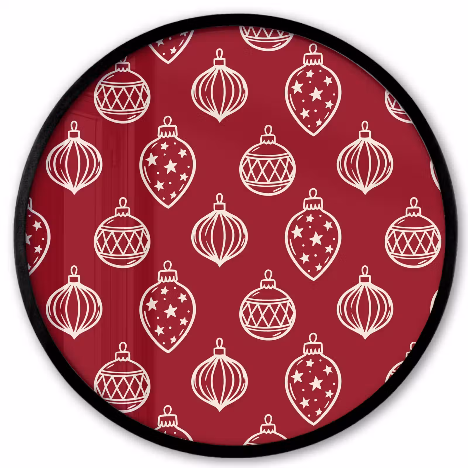 Ronde fotolijst - Kerstbal - Rood - Crème — 1