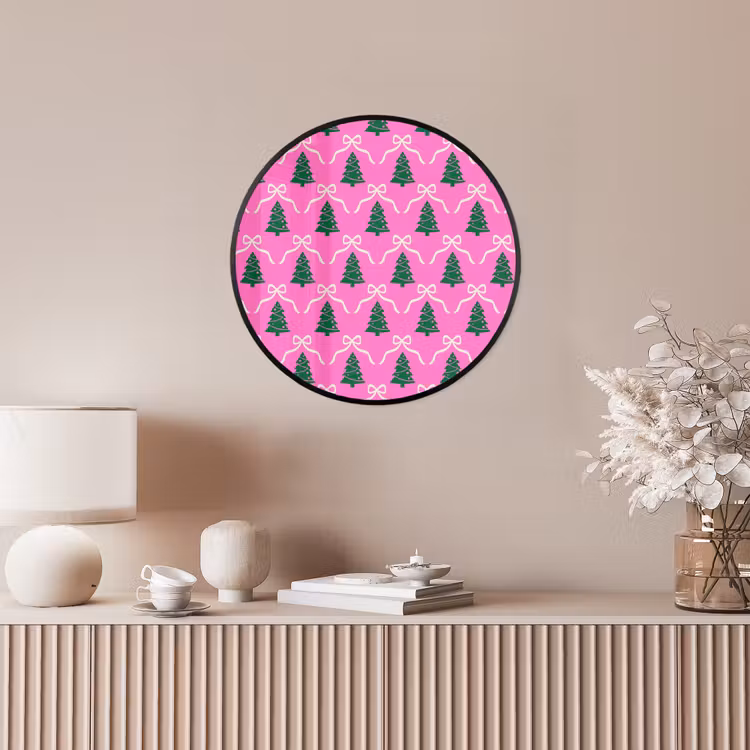 Ronde fotolijst - Kerst - Roze - Wit - Strik — 5