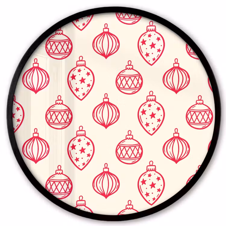 Ronde fotolijst - Kerstbal - Crème - Rood — 1