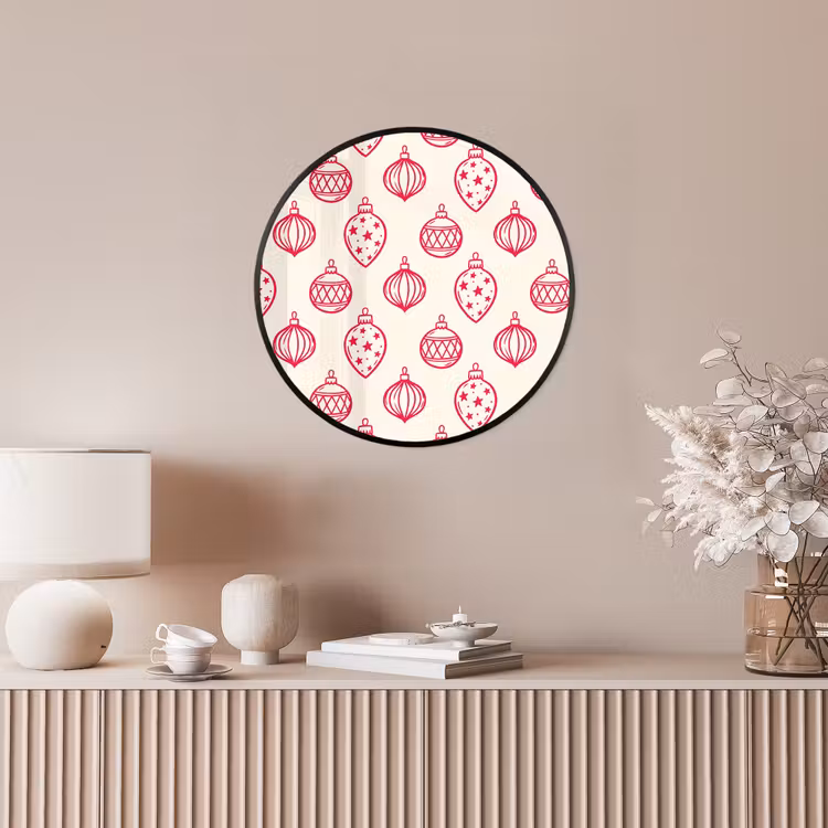 Ronde fotolijst - Kerstbal - Crème - Rood — 5