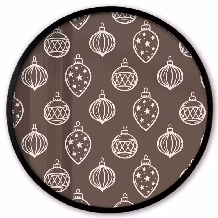 Ronde fotolijst - Kerstbal - Grijs - Crème — 1