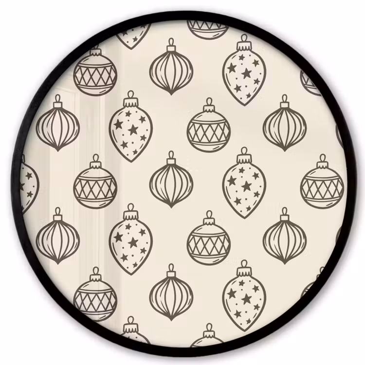 Ronde fotolijst - Kerstbal - Groen - Crème — 1