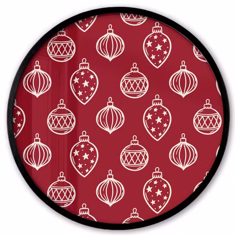 Ronde fotolijst - Kerstbal - Rood - Crème — 1