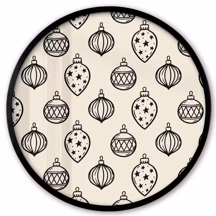 Ronde fotolijst - Kerstbal - Zwart - Wit — 1