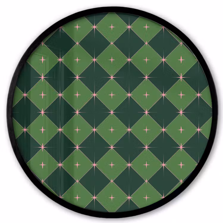 Ronde fotolijst - Ster - Groen - Roze - Kerst — 1